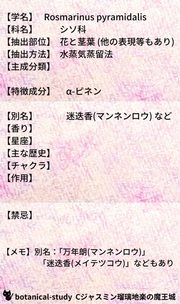 ローズマリー・ピラミダリスとCジャスミン瑠璃地楽のアロマハーブプチ辞典＠botanical-study