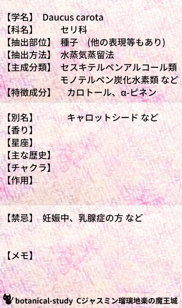 ワイルドキャロットとCジャスミン瑠璃地楽のアロマハーブプチ辞典＠botanical-study
