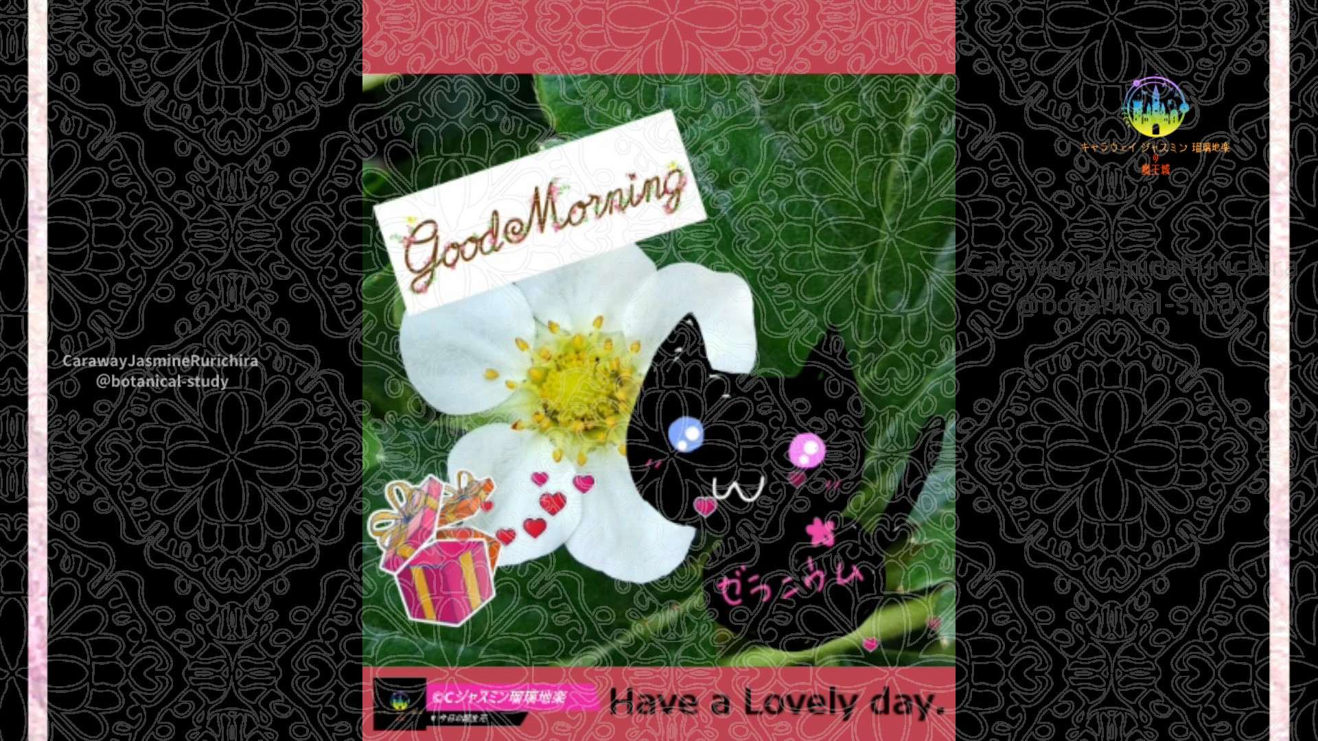 「イチゴ」4月13日Rゼラニウム瑠璃地楽と今日の誕生花とおはようメッセージ＠botanical-study